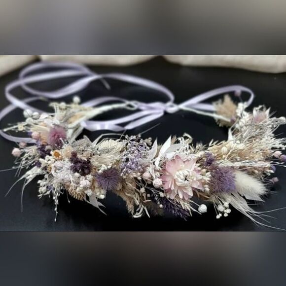 Bohemian Bridal Set. crown, bouquet, wrist corsage, boutonniere. - Picture 2 of 2